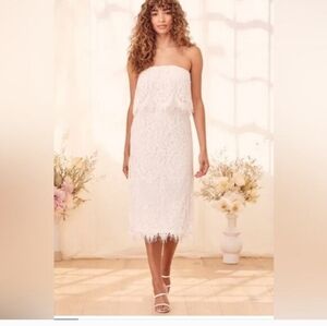 Lulus White Strapless Dress - Perfect For Bridal Events